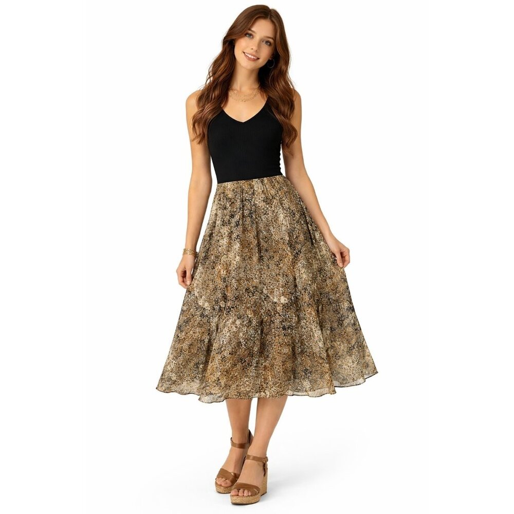 Vintage Reba Butterfly Lace Overlay Skirt Made In USA Boho Cottagecore Sz L